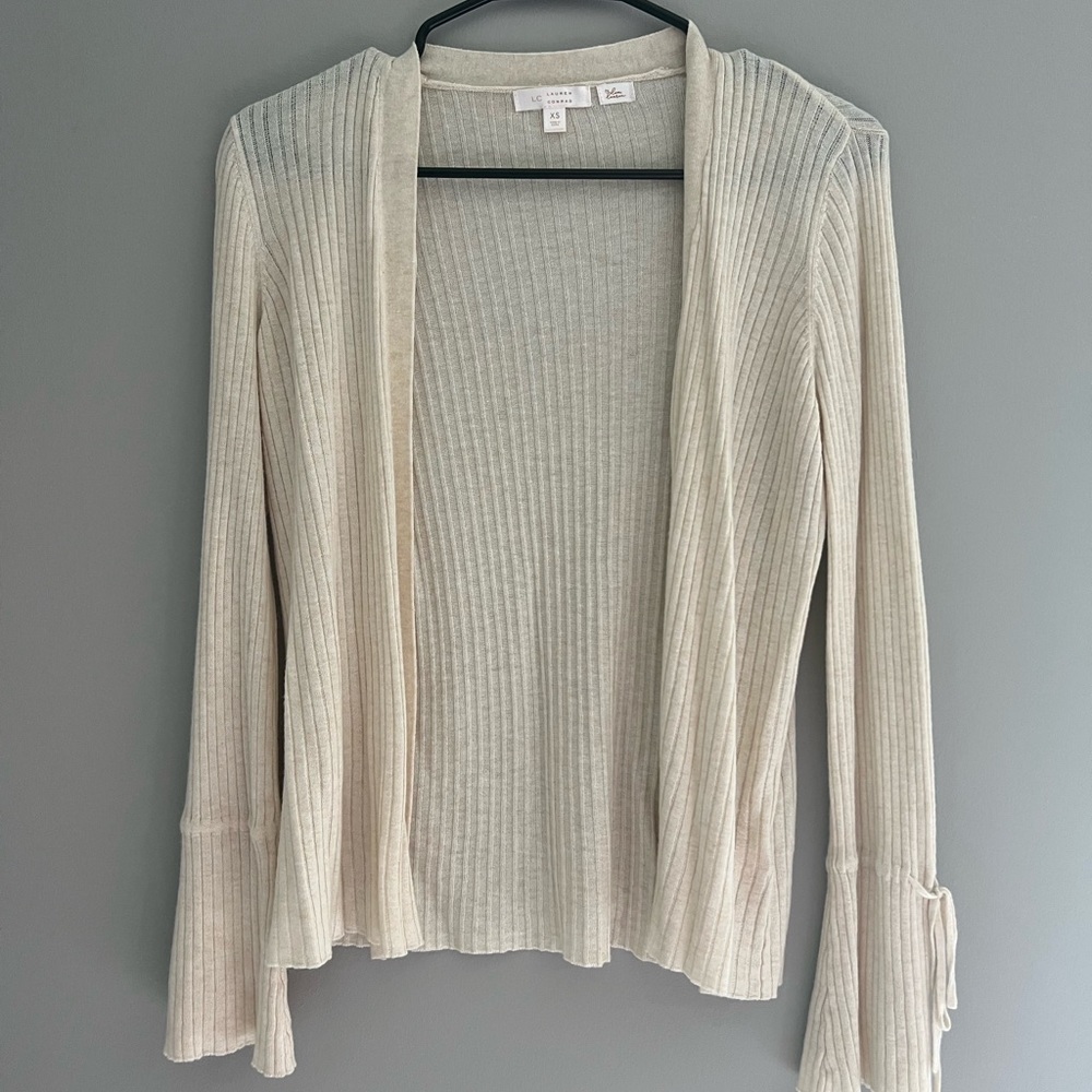 LC Lauren Conrad Cream Ribbed Cardigan